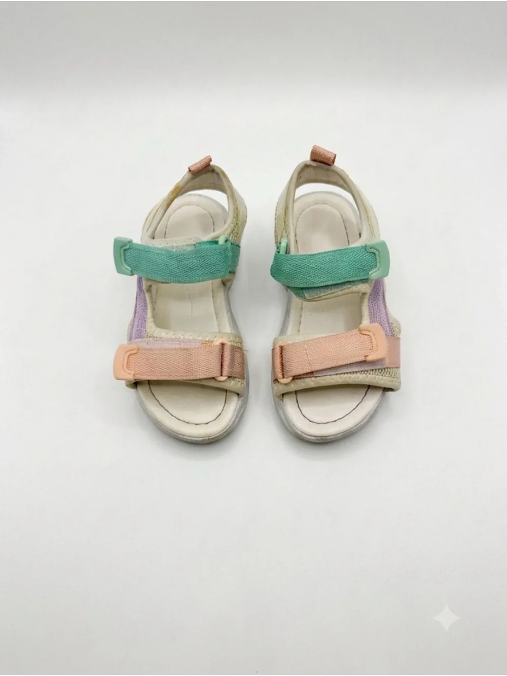 SHEIN Pastel Rainbow Kids Velcro Sandals - Mint, Pink, Lavender